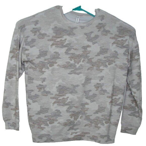 Athleta Womens Sz Med Gray Camo Pullover Sweatshirt Workout Athletic Modal Soft - Picture 1 of 9